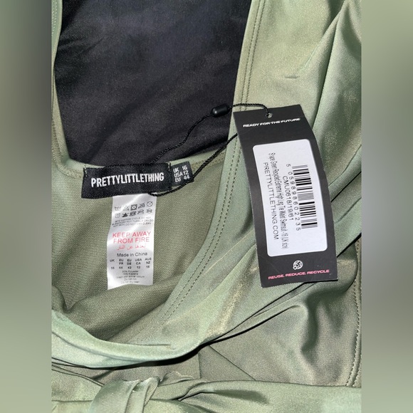 Prettylittlething Green high leg Bodysuit w/ waist tie NWT - Picture 4 of 7